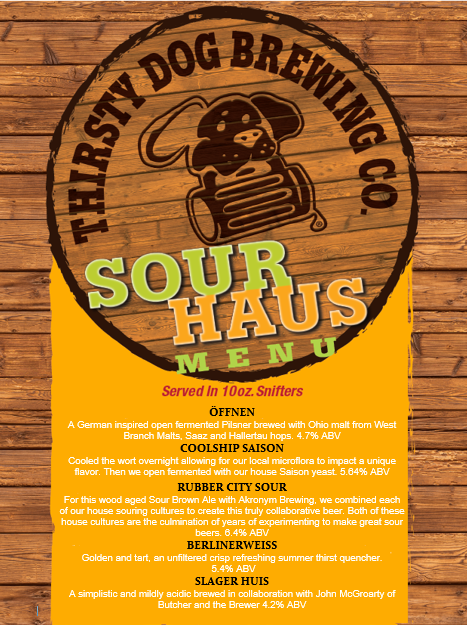 Thirsty Dog Brewing Co. Menu