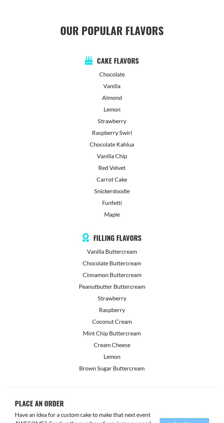 Cake, Hope, & Love Menu