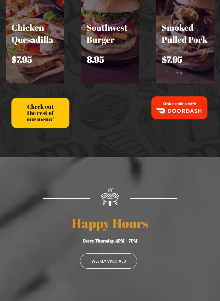 The draft house saloon Menu