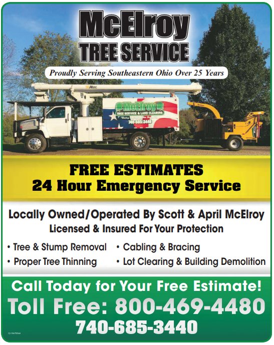 McElroy Tree Service 58364 Richards Rd, Cambridge Ohio 43725