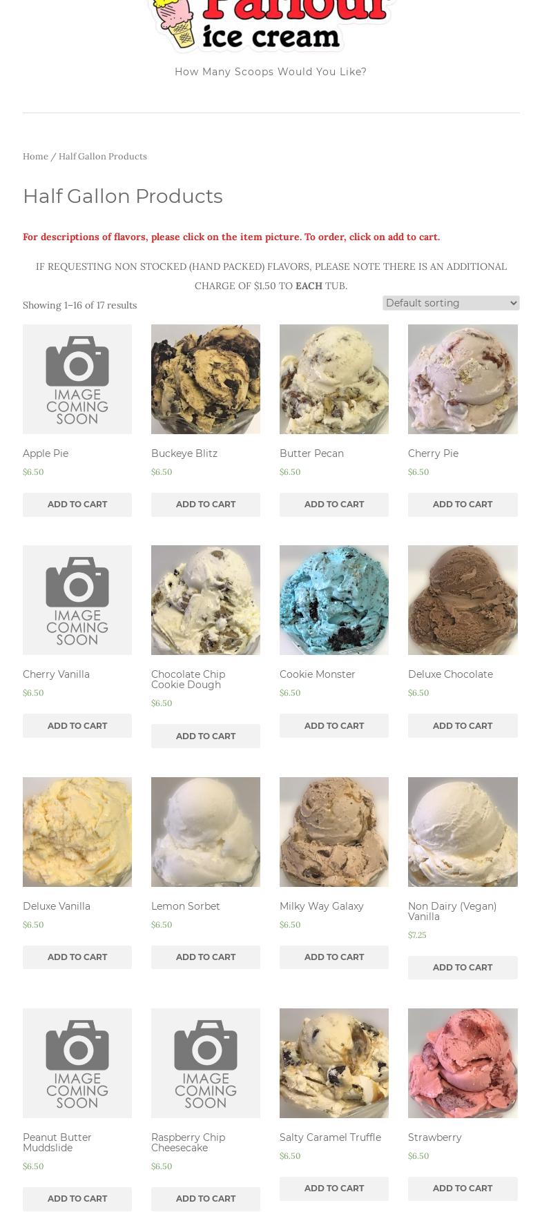 Country Parlour Ice Cream Co Menu