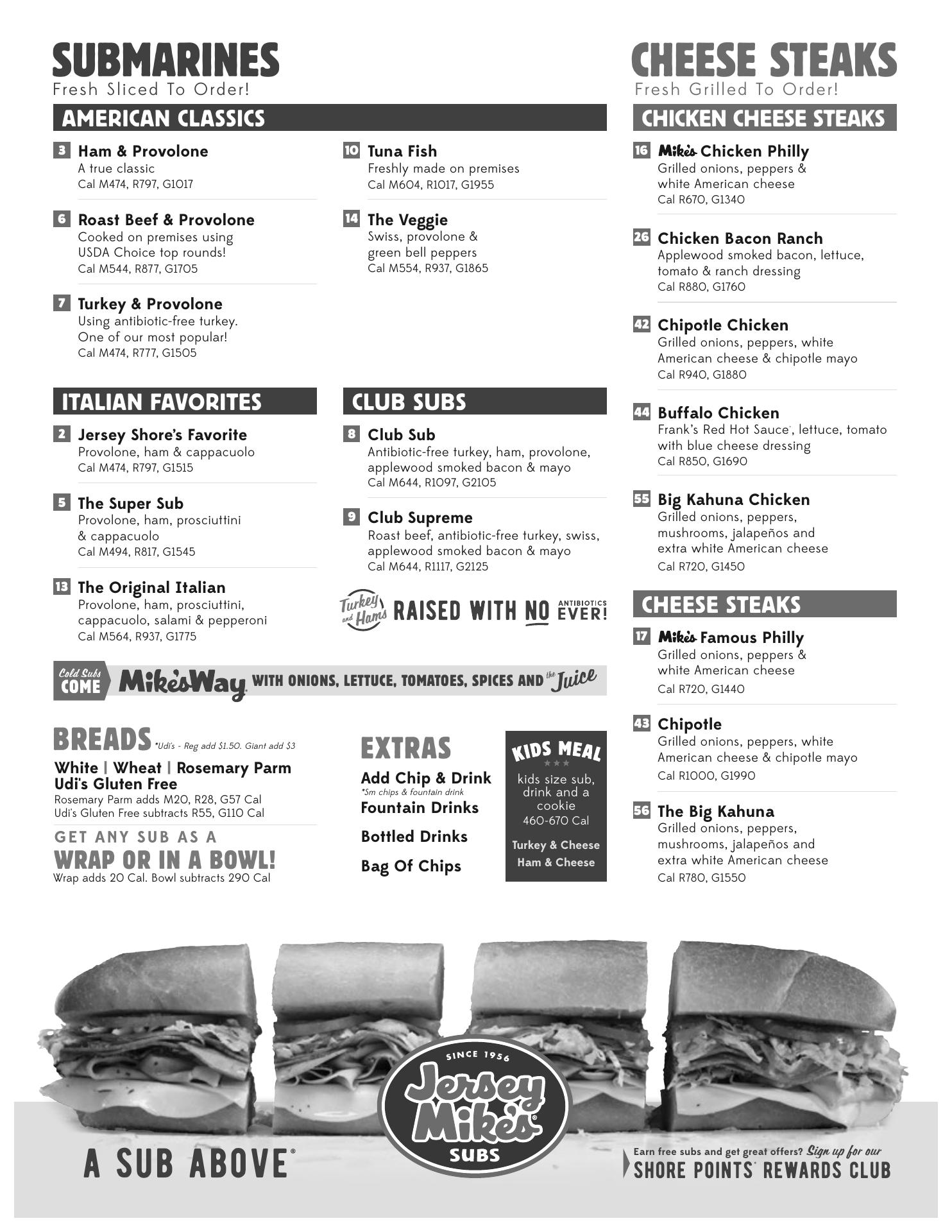 Jersey Mike's Menu