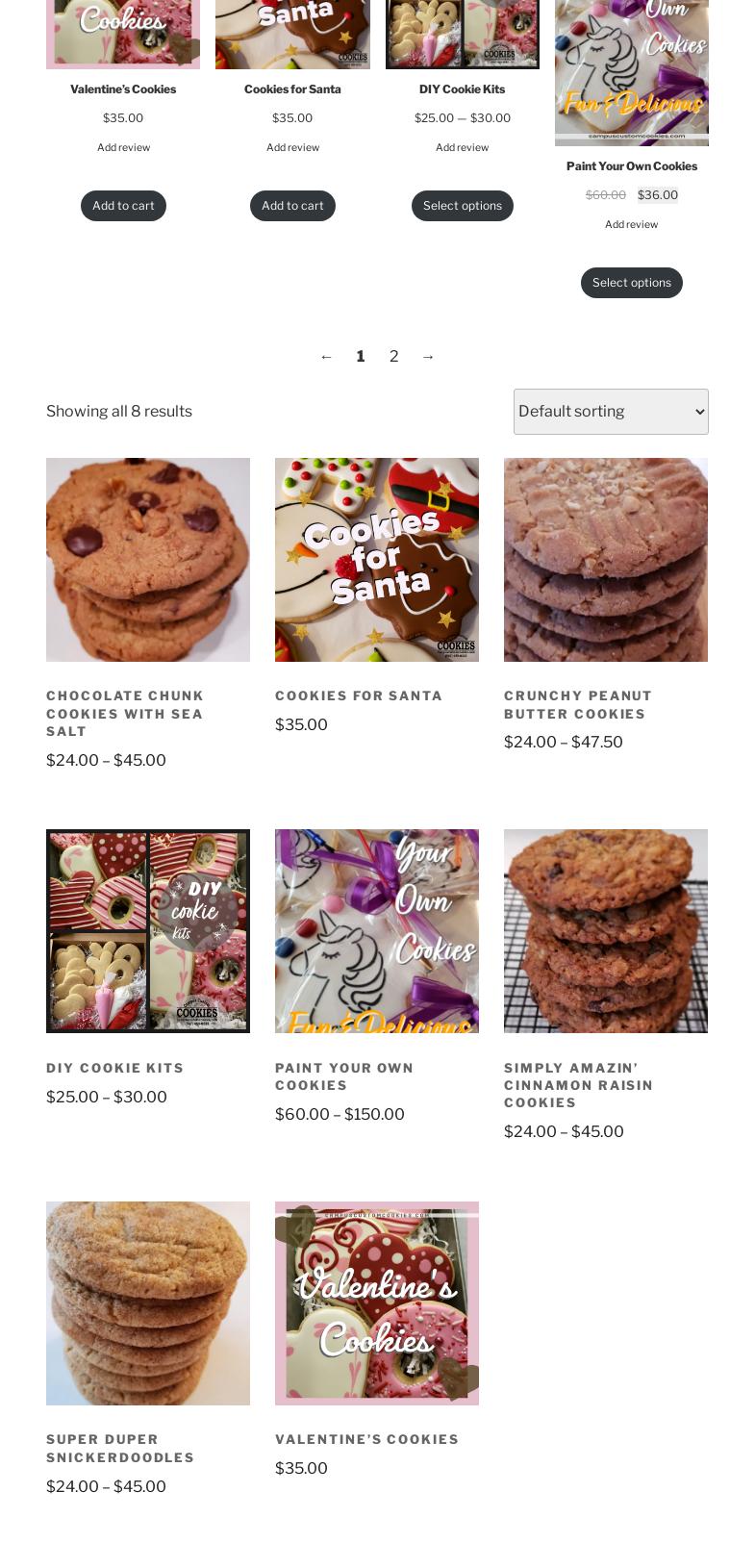 Campus Custom Cookies Menu