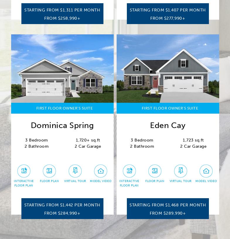 Ryan Homes at Hidden Village Menu