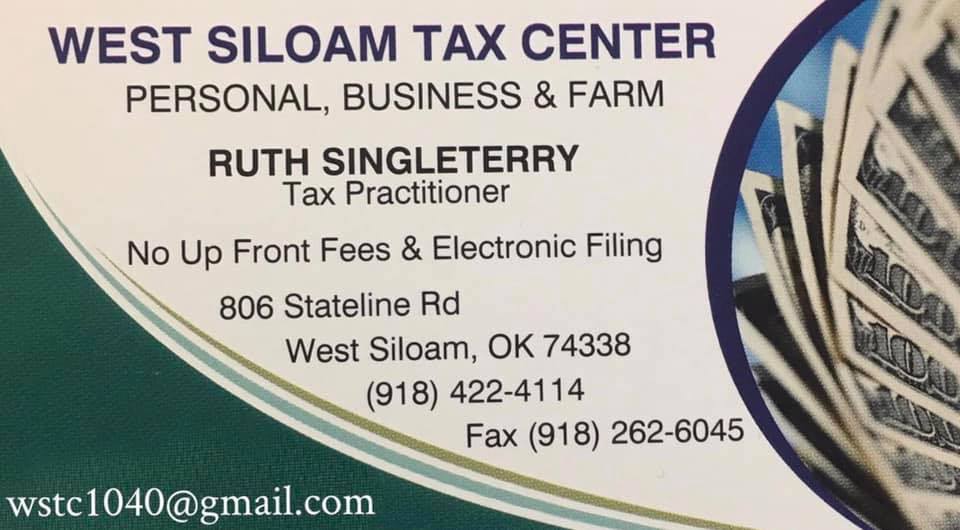 West Siloam Tax Center 806 State Line Rd, Colcord Oklahoma 74338