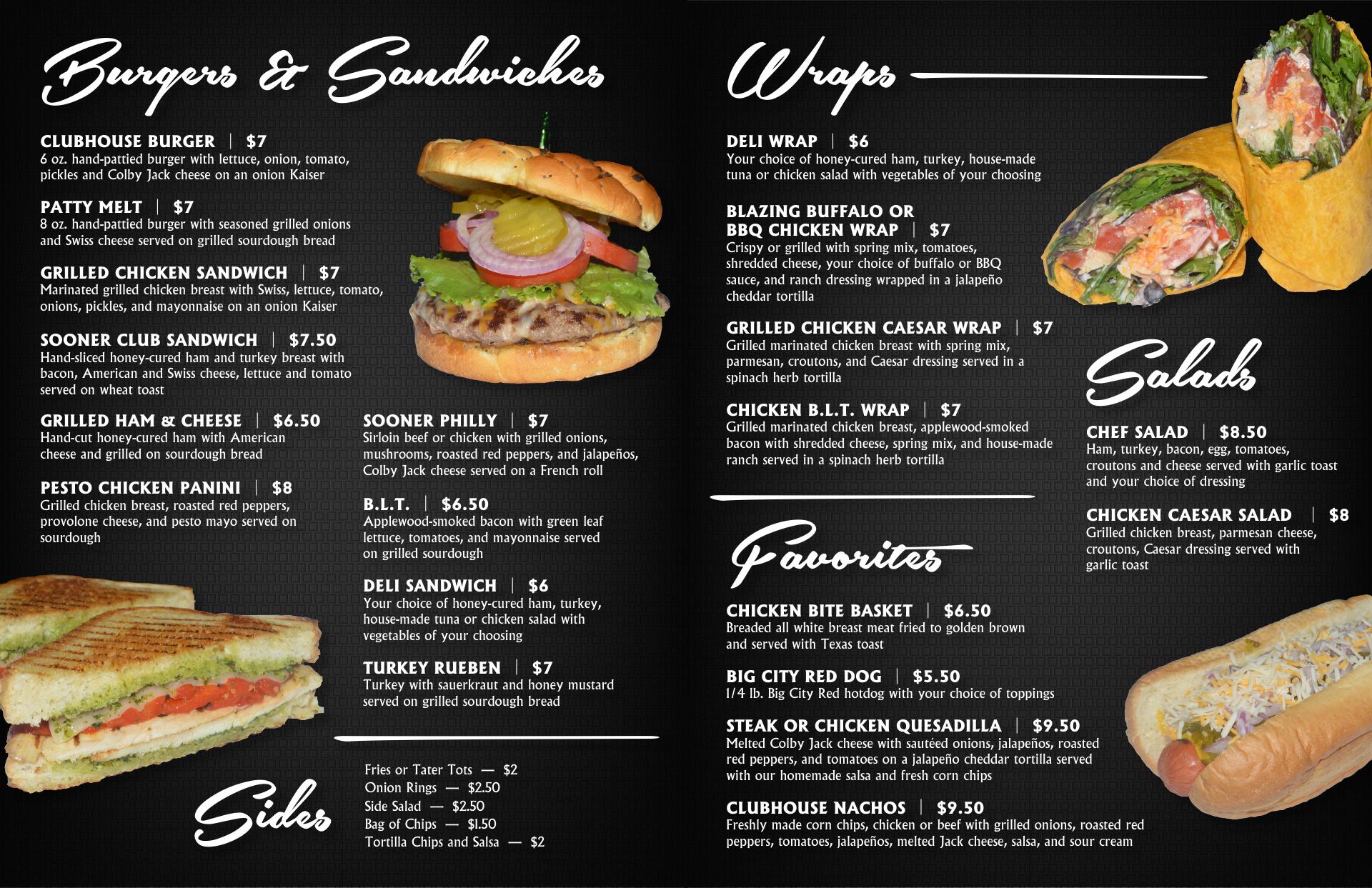 Jimmie Austin OU Clubhouse Grill Menu