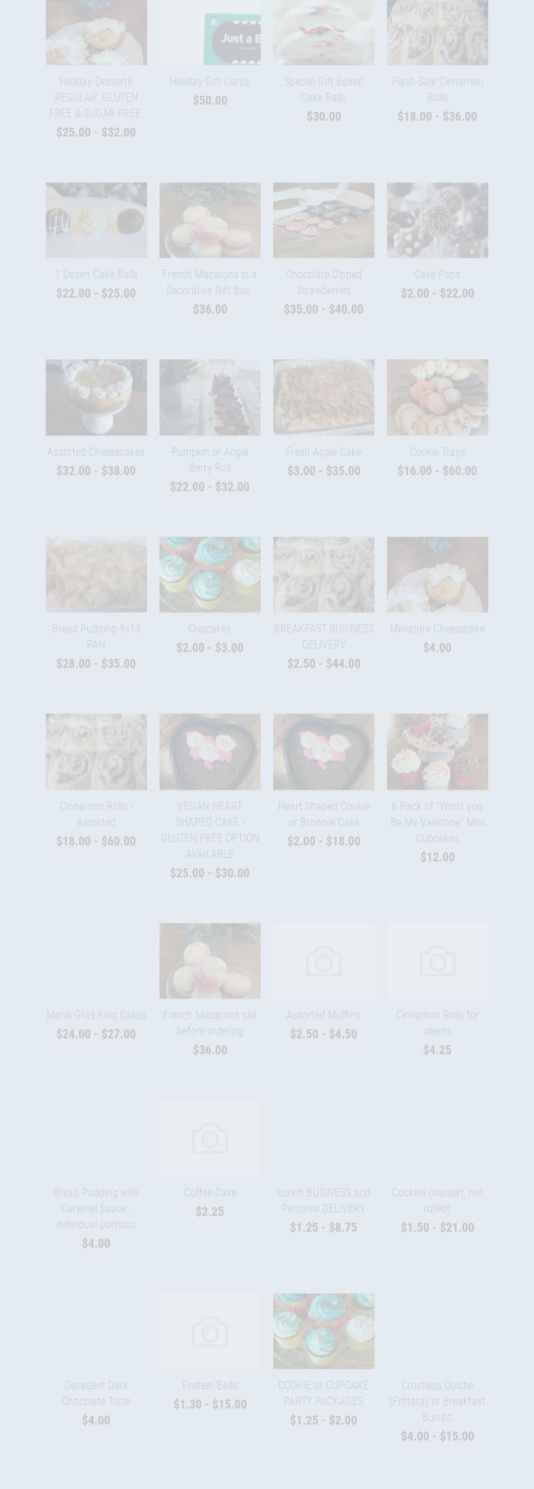 Just A Bite Bakery Menu