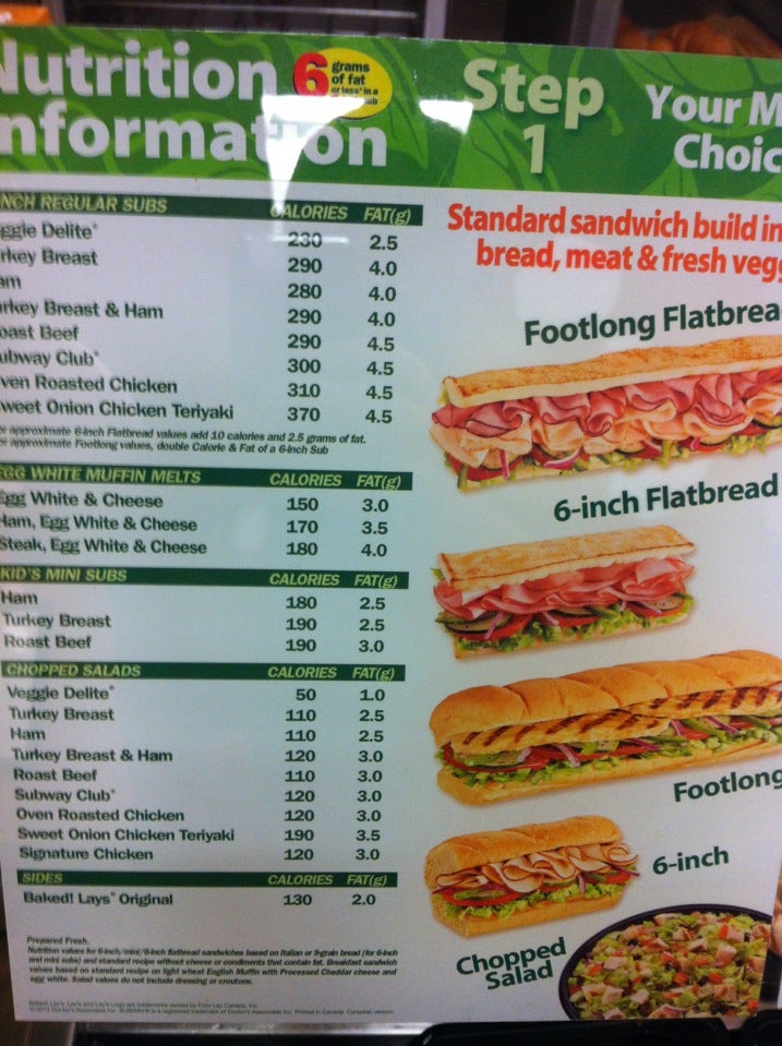 Subway Menu