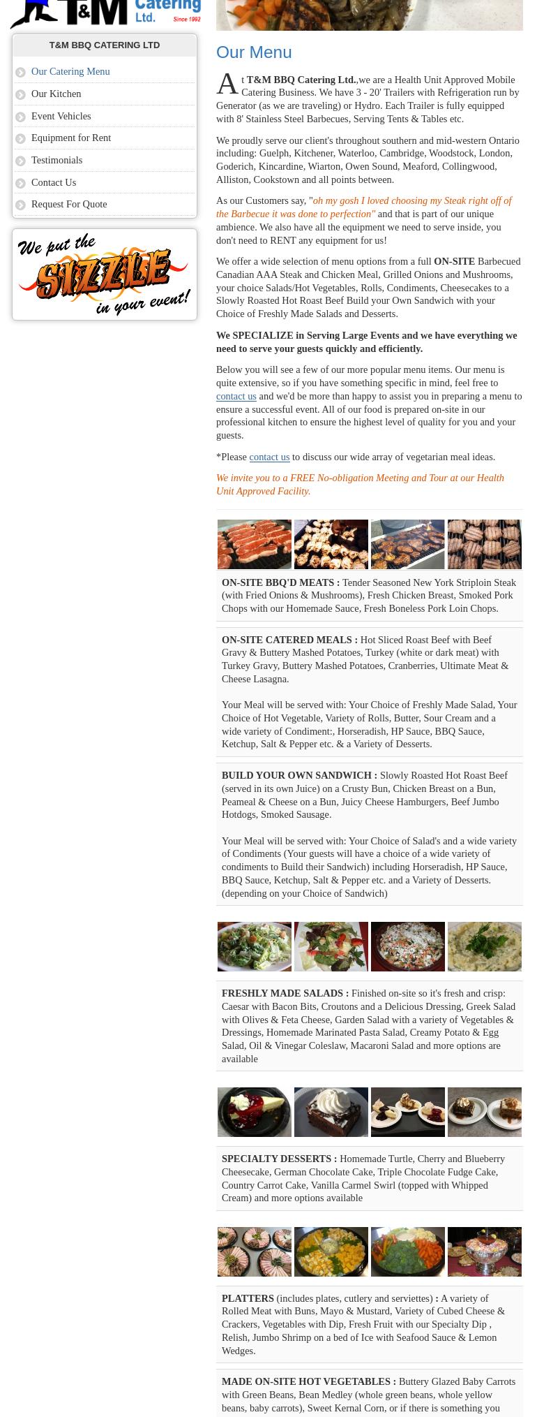 T & M BBQ Catering Ltd Menu