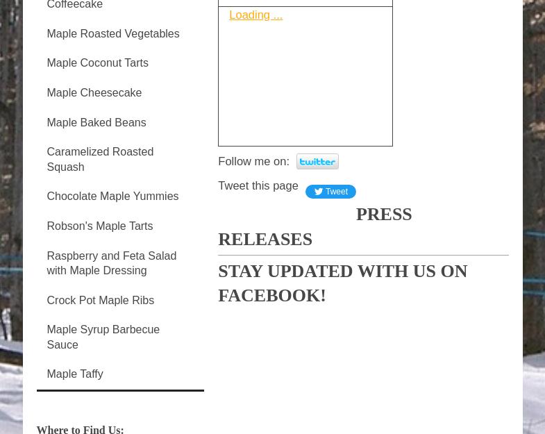 Rolling Ridge Maple Products Menu