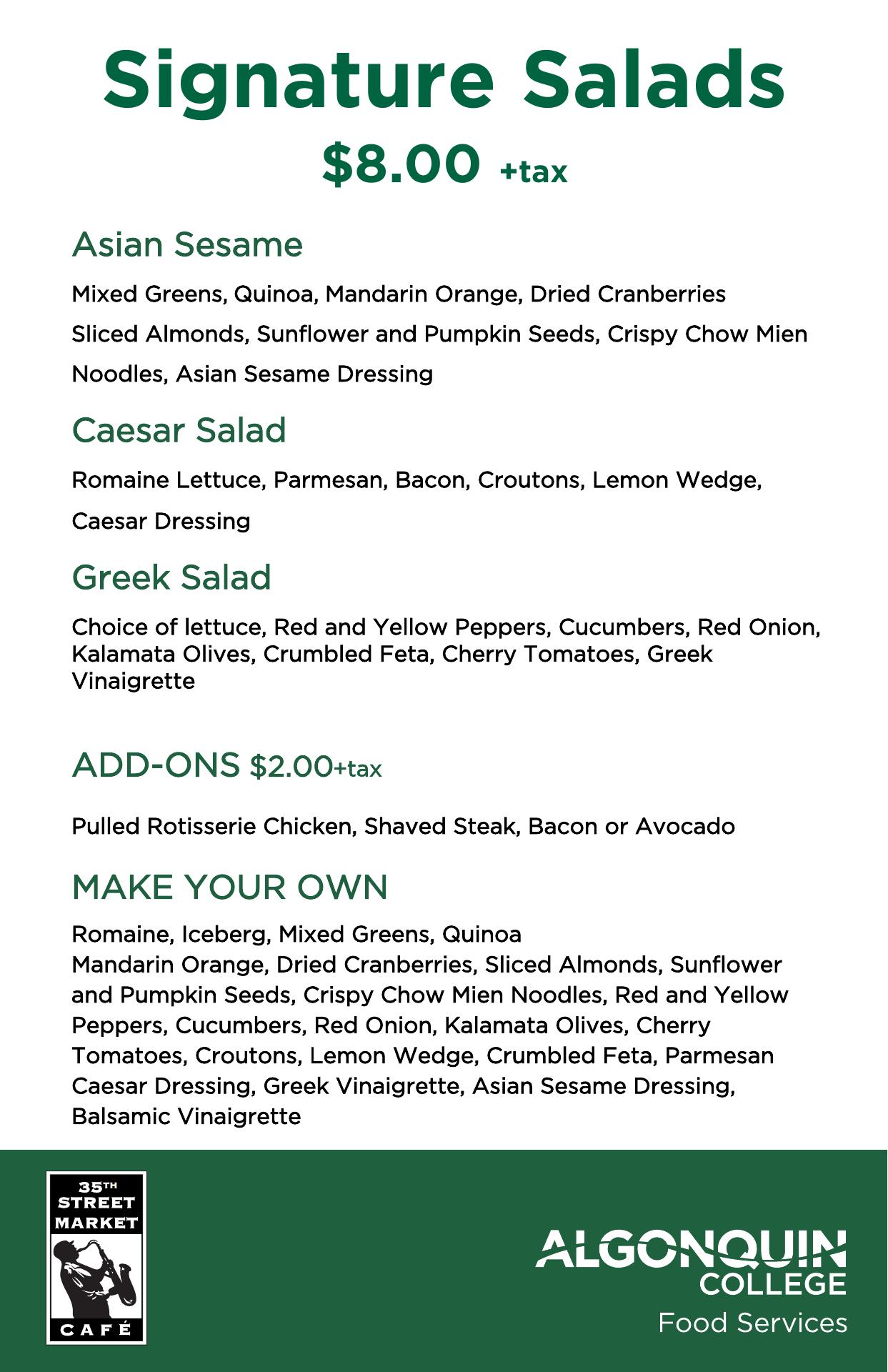 35th Street Market Cafe Menu