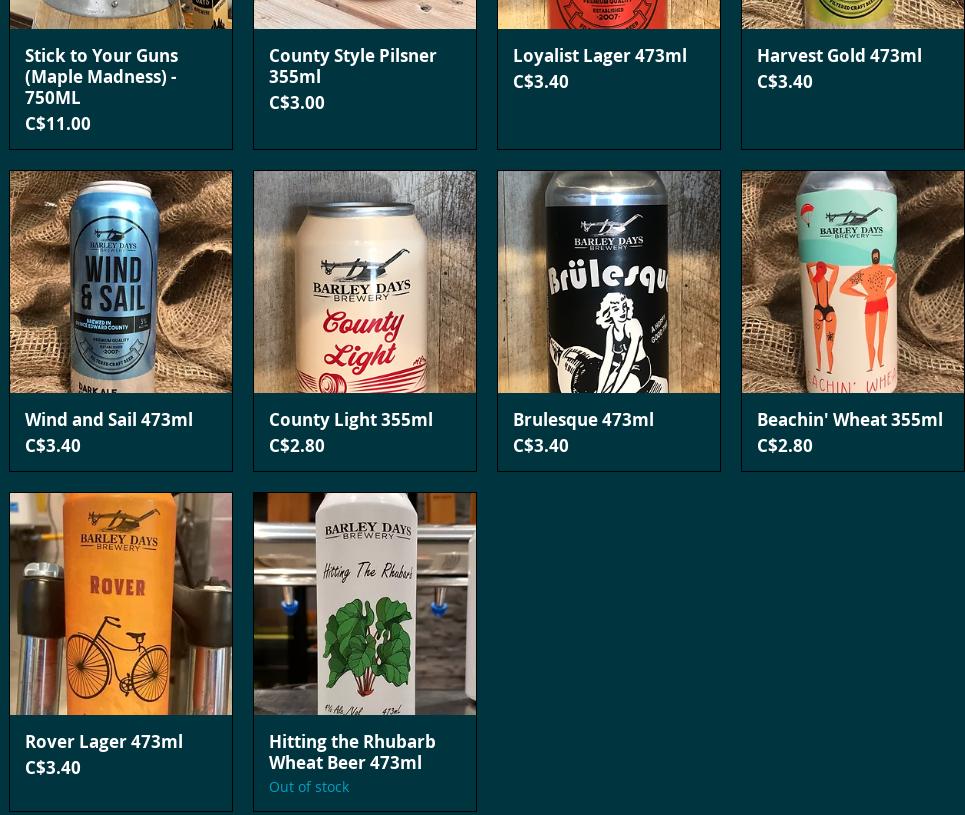 Barley Days Brewery Menu