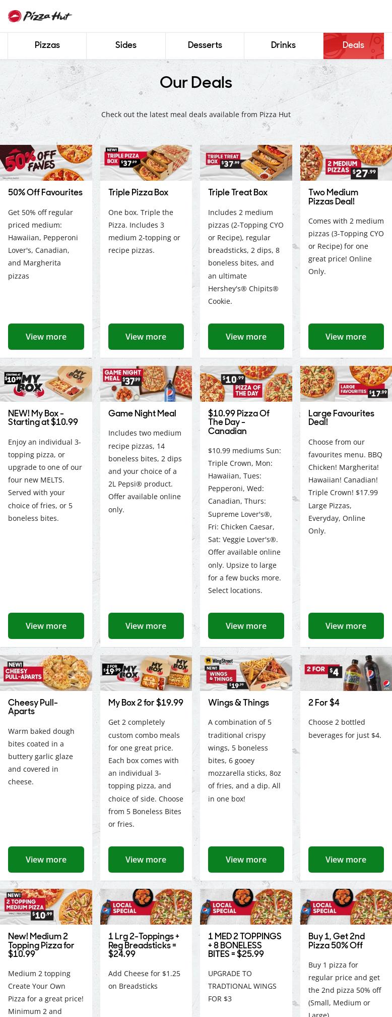 Pizza Hut Renfrew Menu