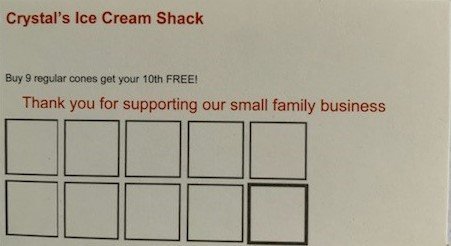 Crystal's Ice Cream Shack Menu