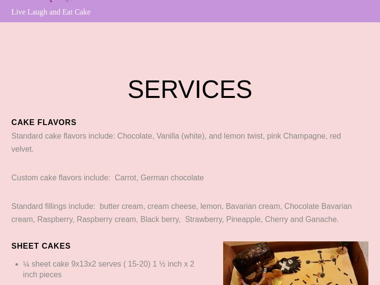 Simply Beautiful Cakes Menu