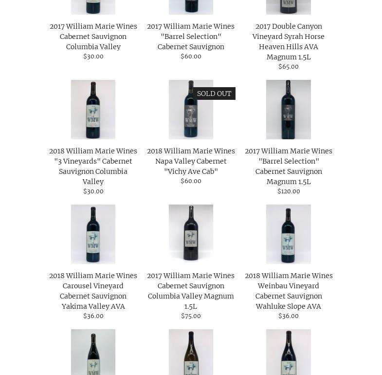 William Marie Wines Menu