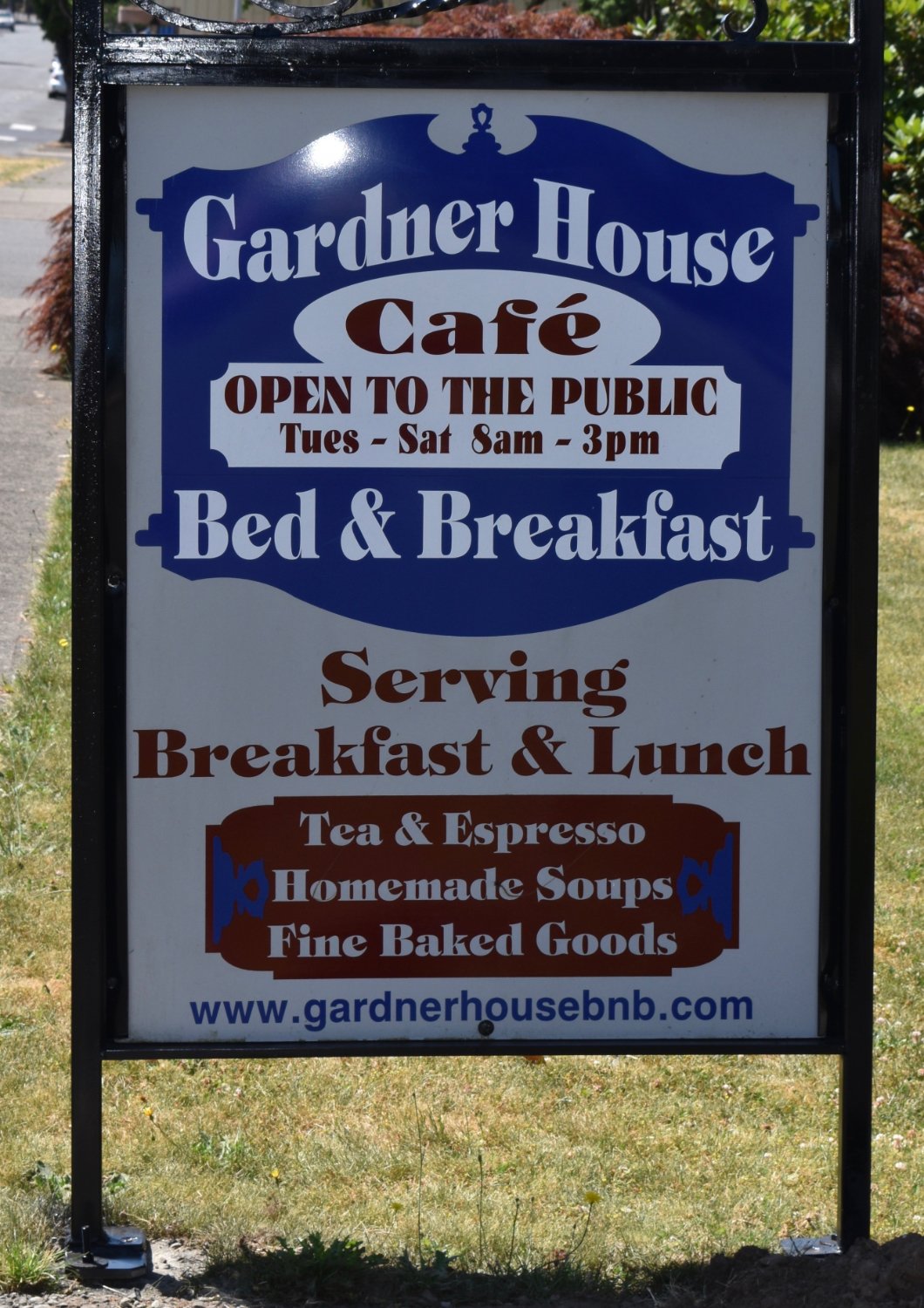 Gardner House Cafe and Bed & Breakfast Menu