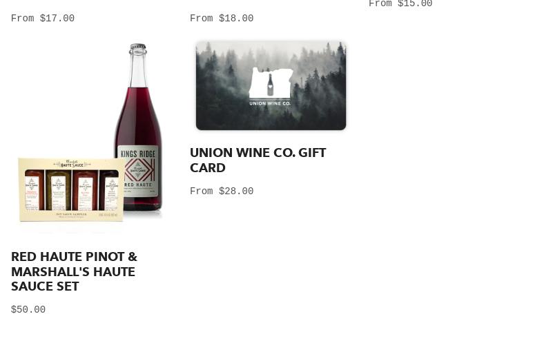 Union Wine Co. Menu