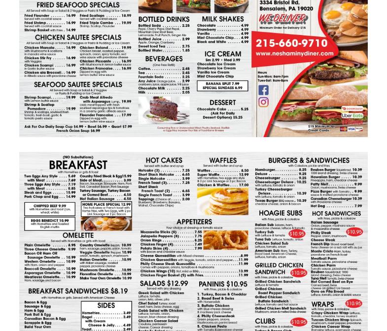Neshaminy Diner Menu