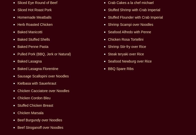 chef-michaels catering Menu