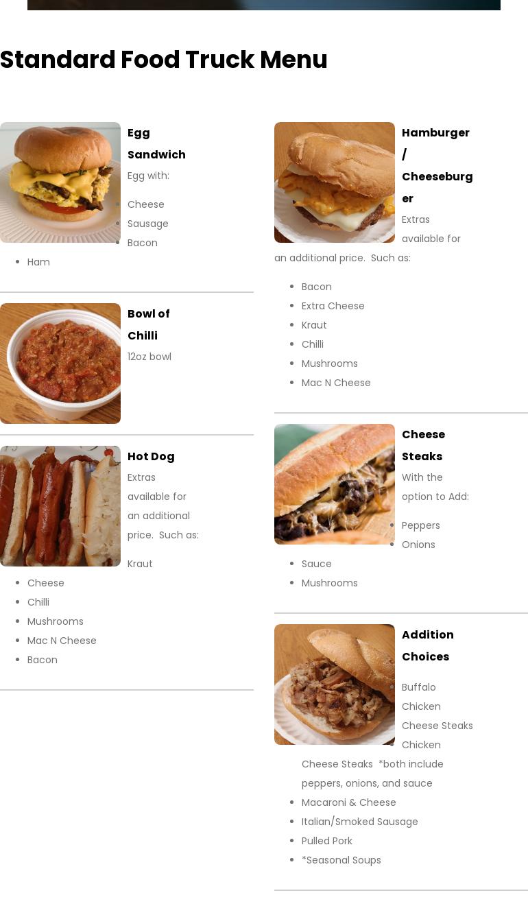 Food Truck Menu