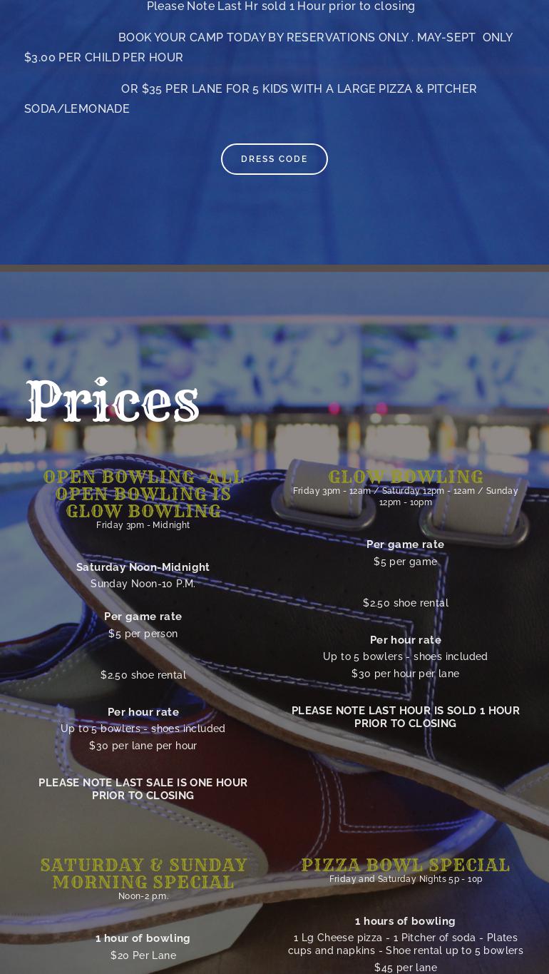 Playhouse Lanes Menu