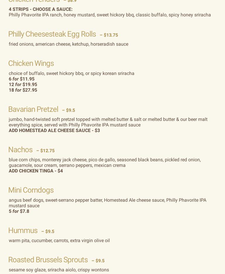 Iron Hill Brewery TapHouse Menu