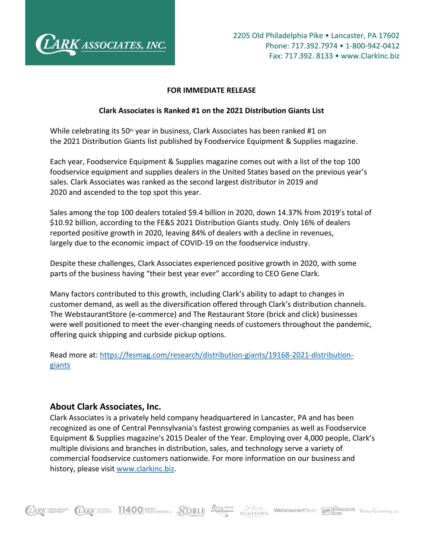 Clark Associates Menu