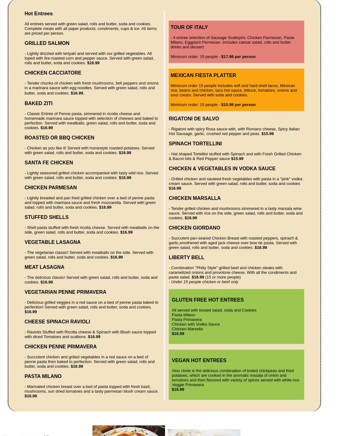 Poor Richard's Catering Menu