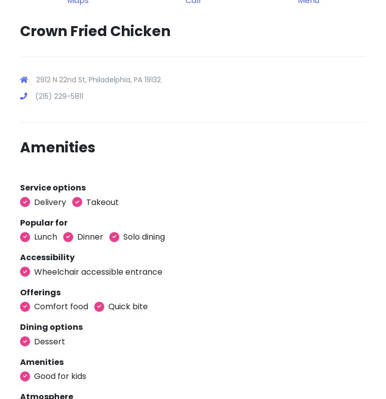 Crown Fried Chicken Menu