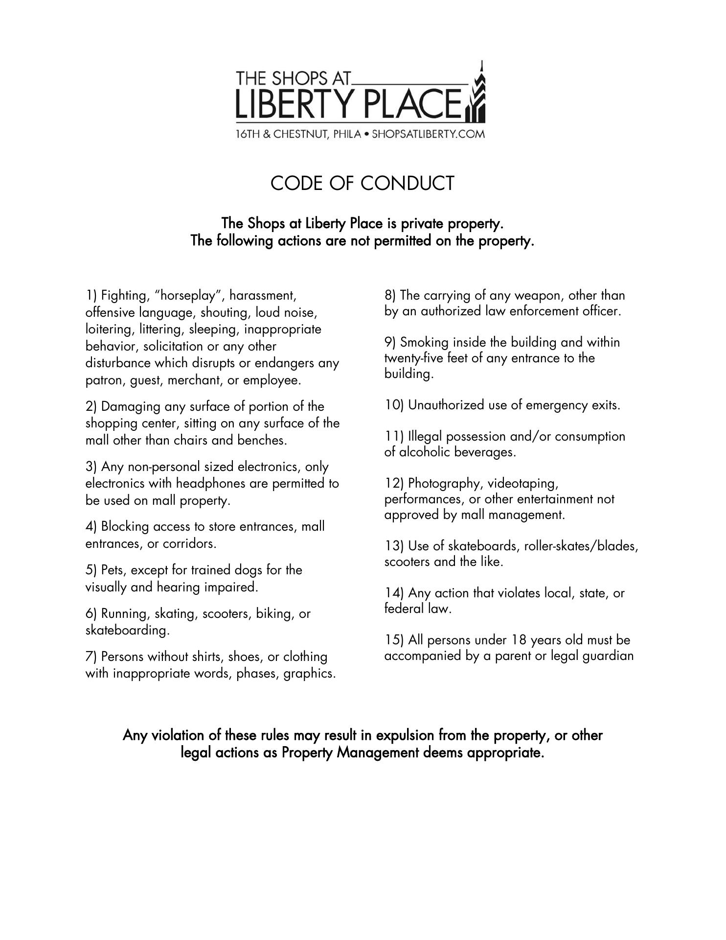 Liberty Place SW Menu