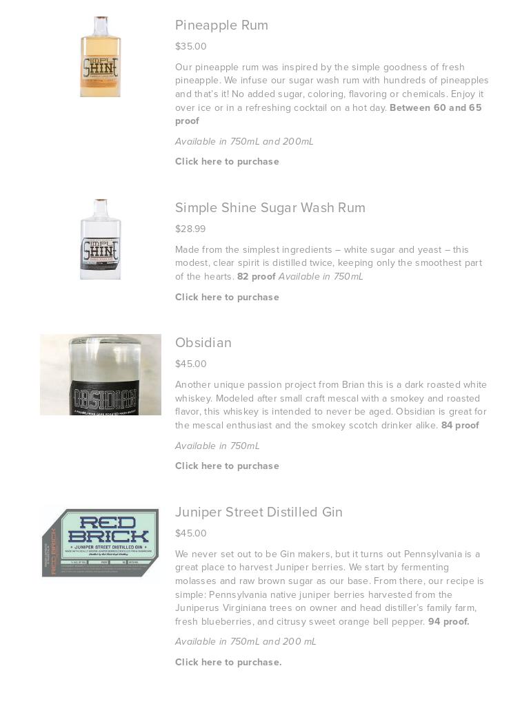 Red Brick Craft Distillery Menu