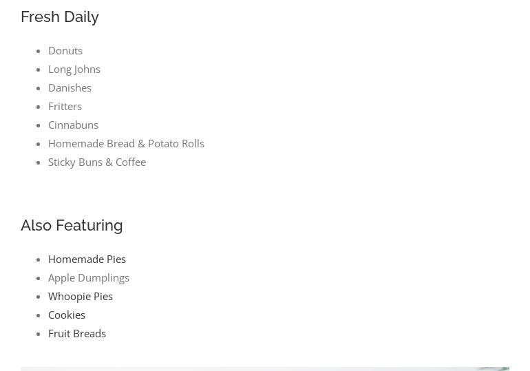 Sunnyside Pastries Menu