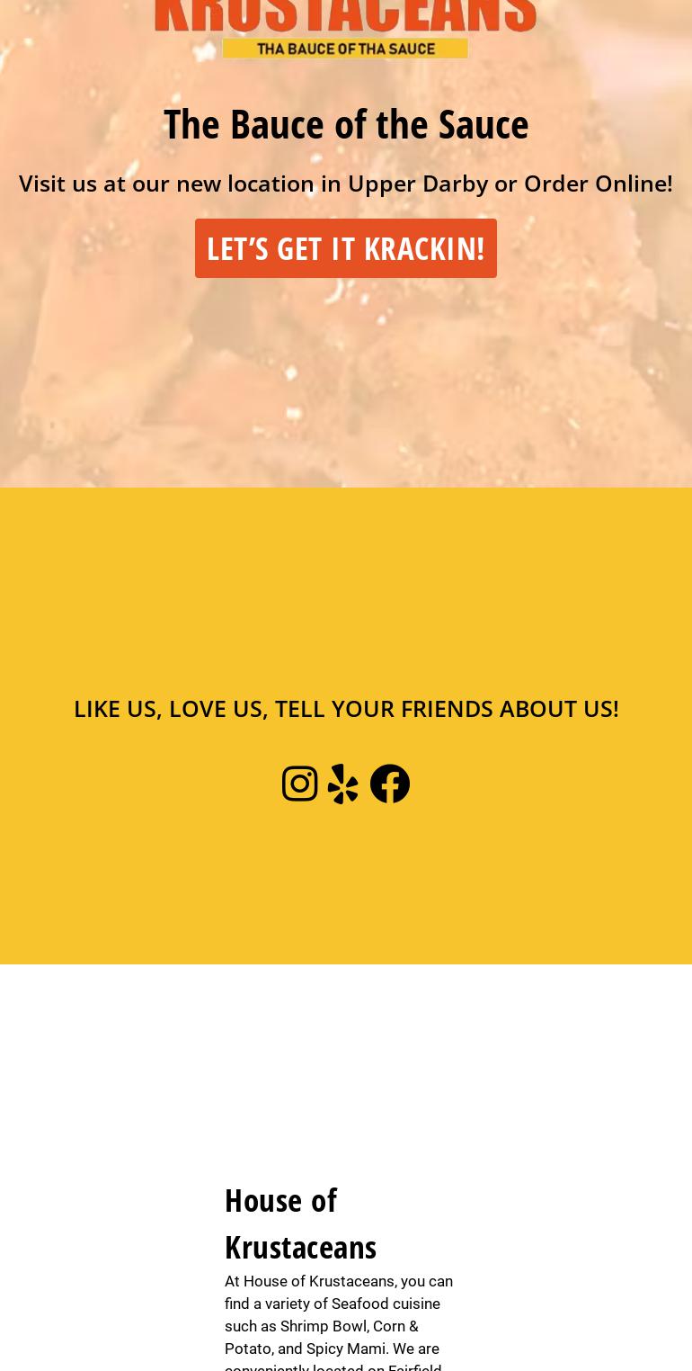 House of Krustaceans Menu