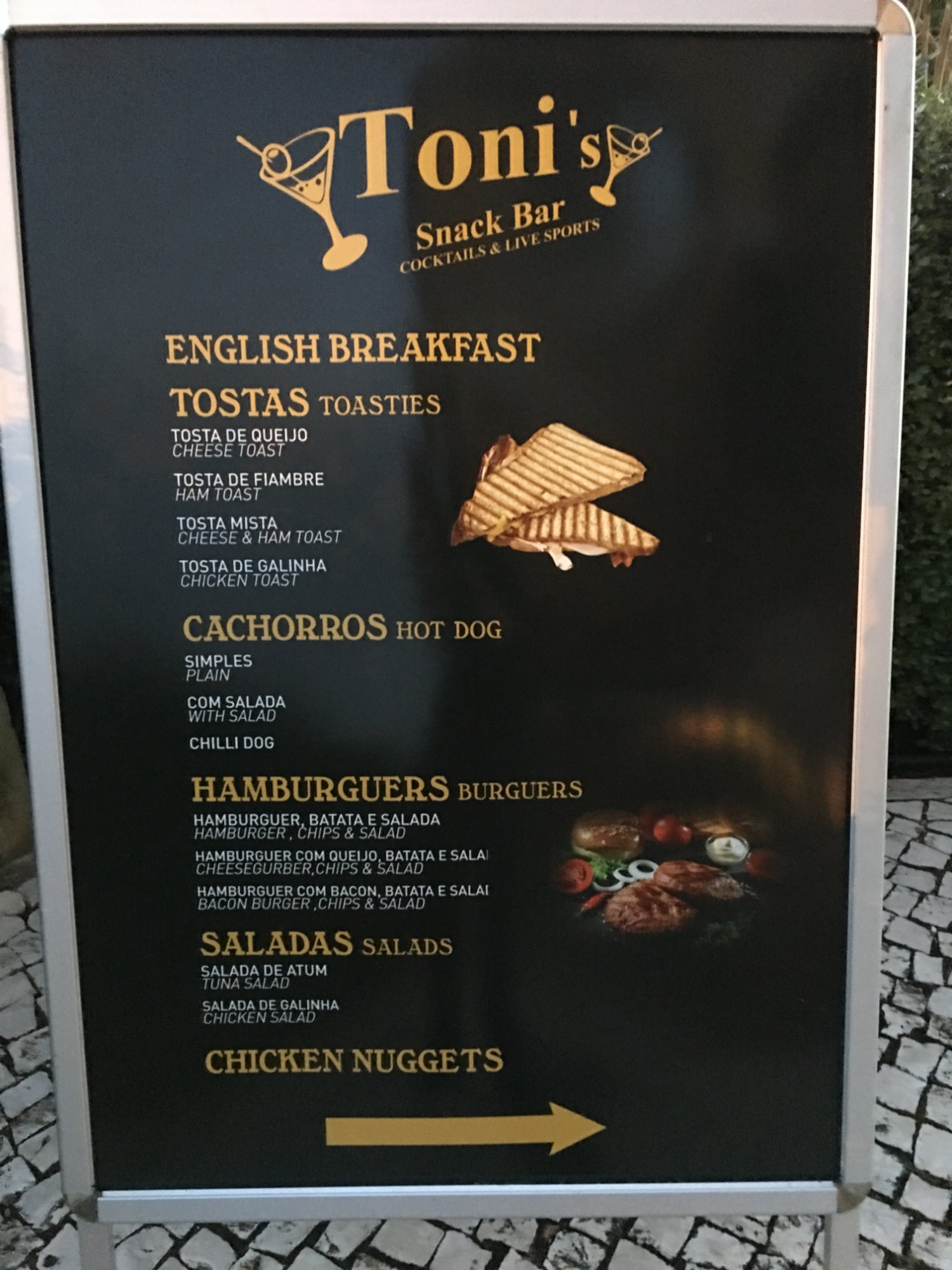 Toni's Bar Praia Da Rocha Menu