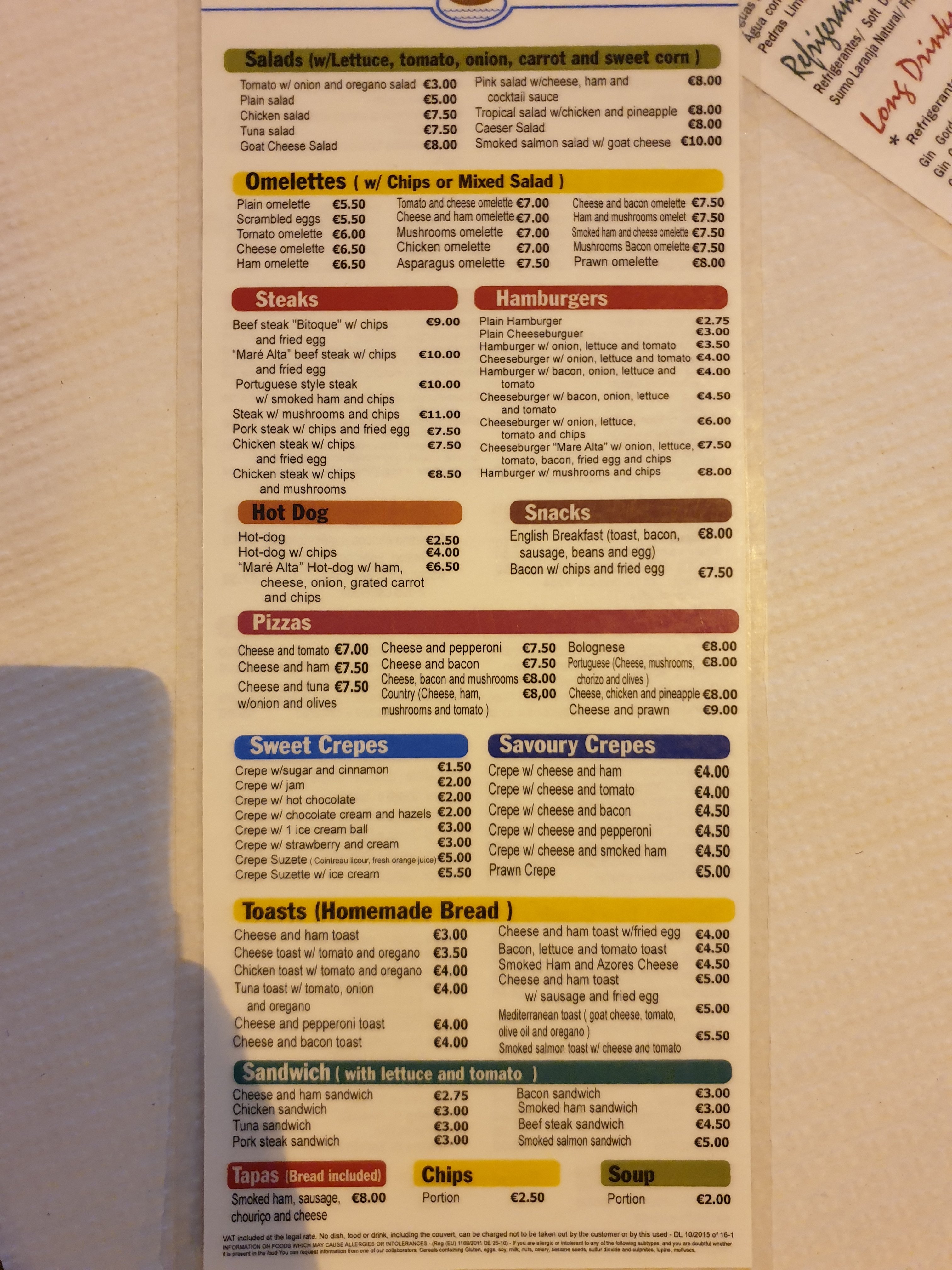 Maré Alta (Maré Alta - Café, Snack-Bar, Lda.) Menu