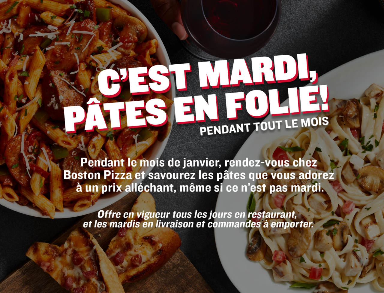 Boston Pizza Menu