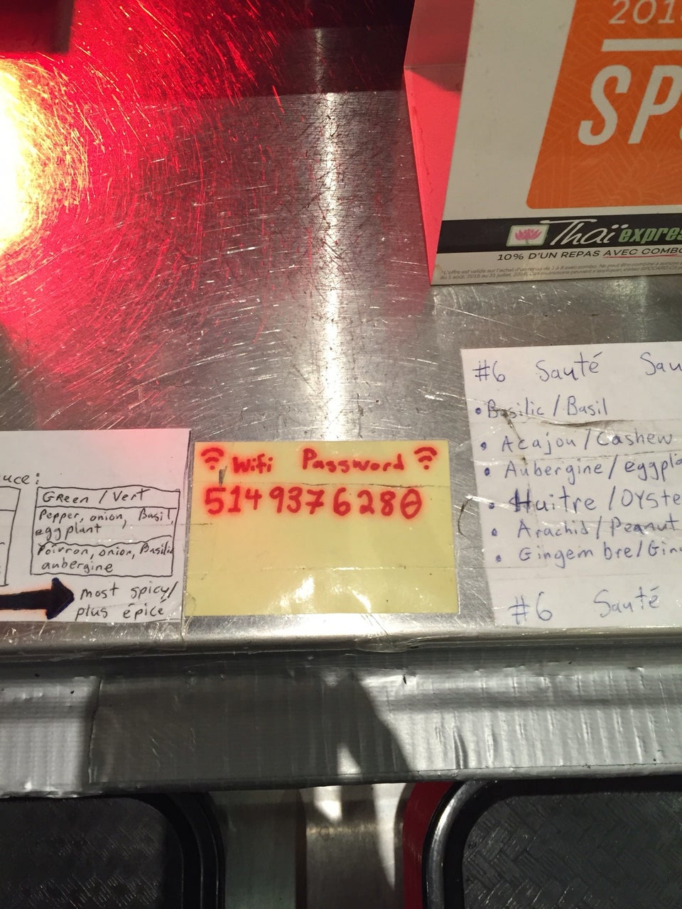 Thai Express Restaurant Montréal Menu