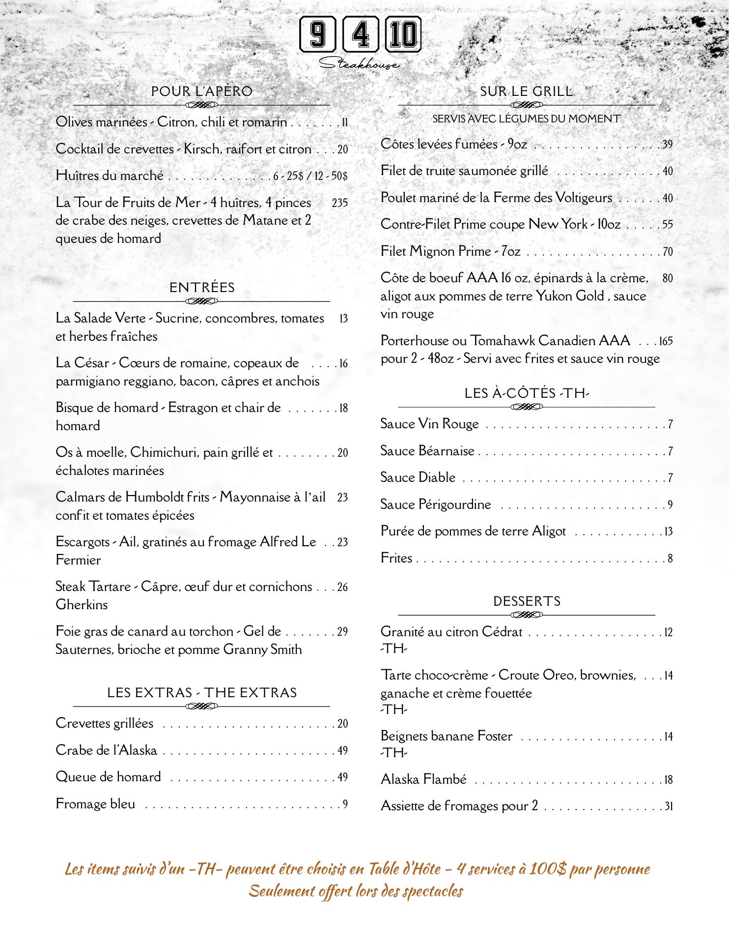 Restaurant 9-4-10 Menu