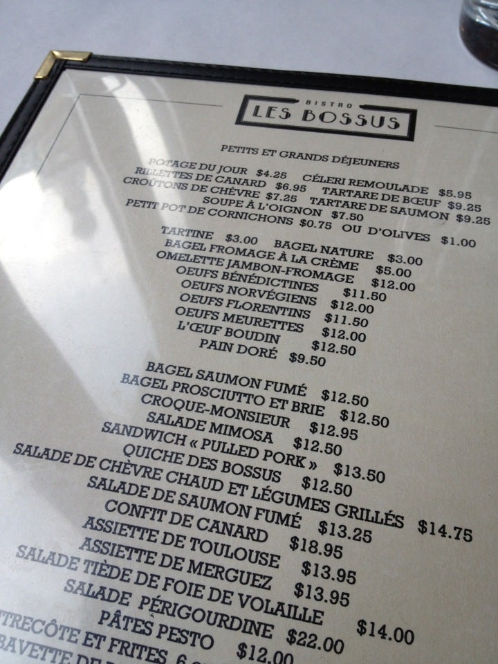Les Bossus Menu