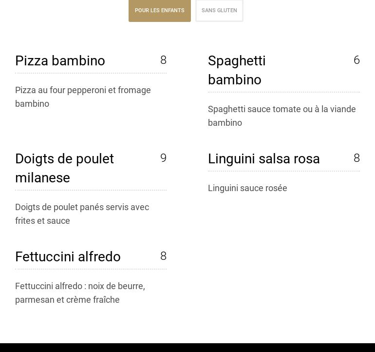Trattoria La Volta Menu