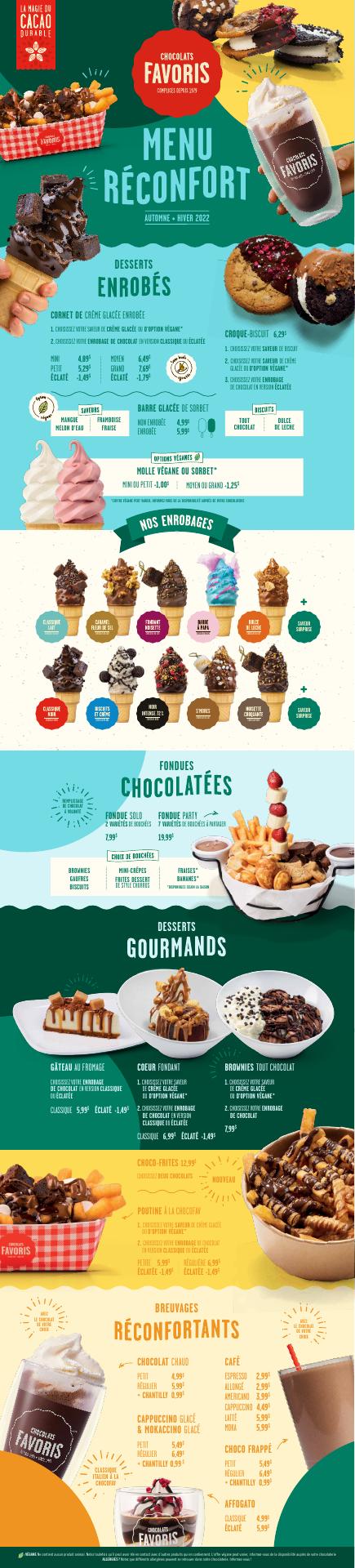 Chocolats Favoris Menu