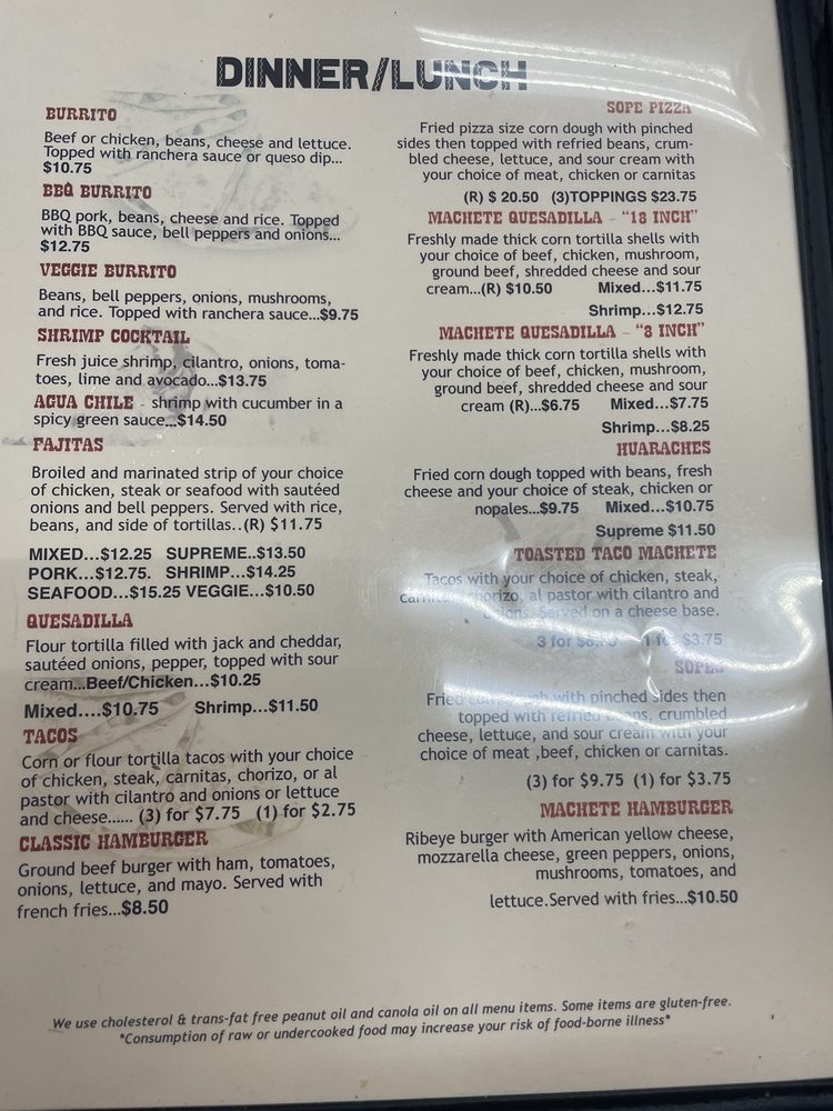 Don Machete Mexican Restaurant, Hardeeville Menu, Reviews (54
