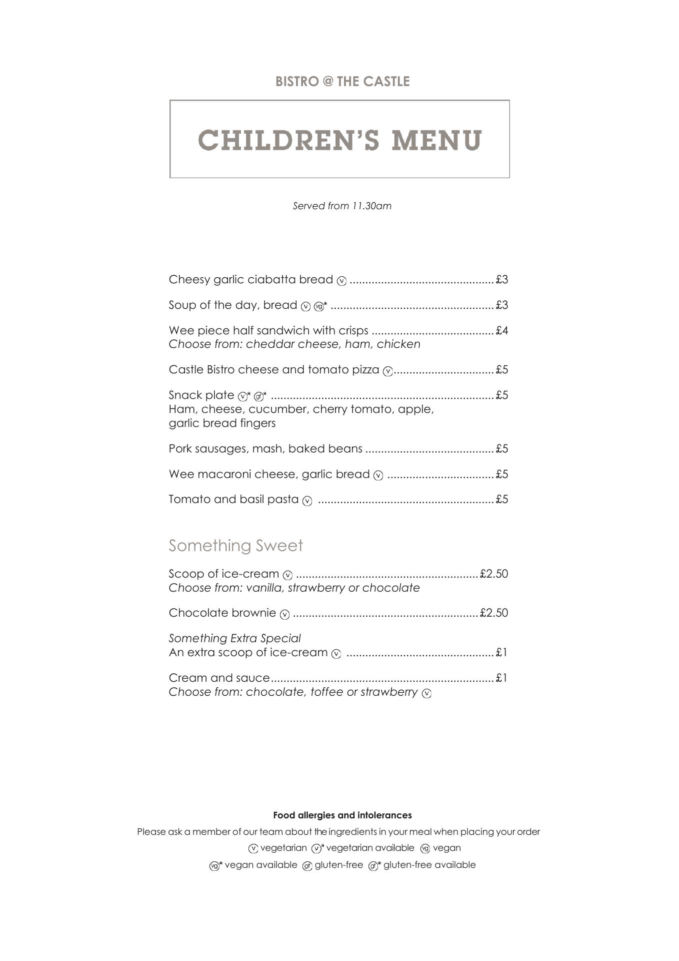 The Black Watch Castle & Museum Menu