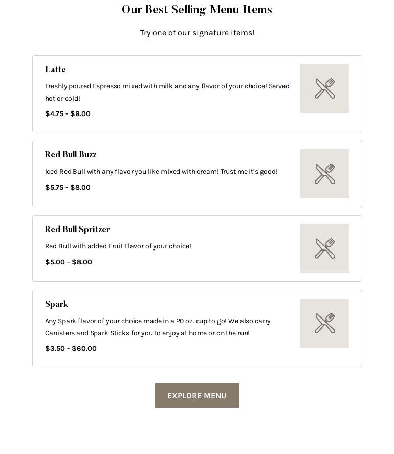 Kelsie Kay's Coffee Depot Menu