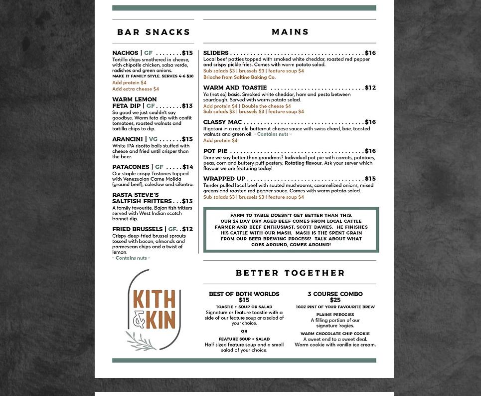 Pile O' Bones Brewing Company Menu