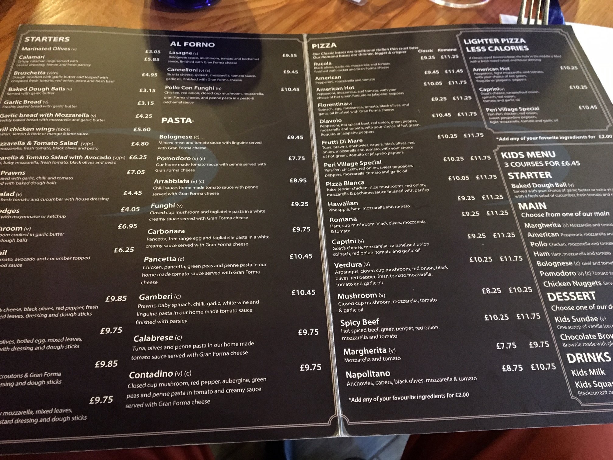 Peri Village Menu