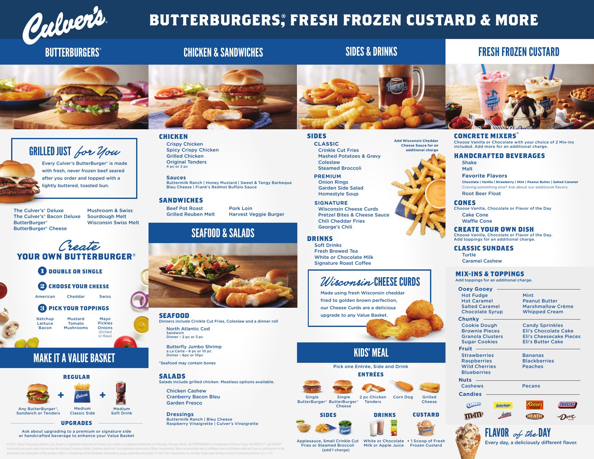 Culver’s Menu