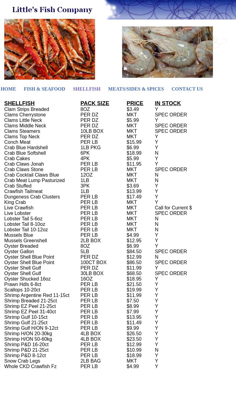 Little's Fish Co Menu