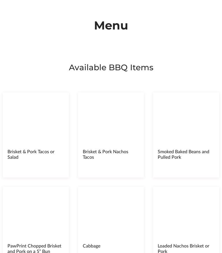 Smoking Paw’s BBQ and Catering LLC Menu